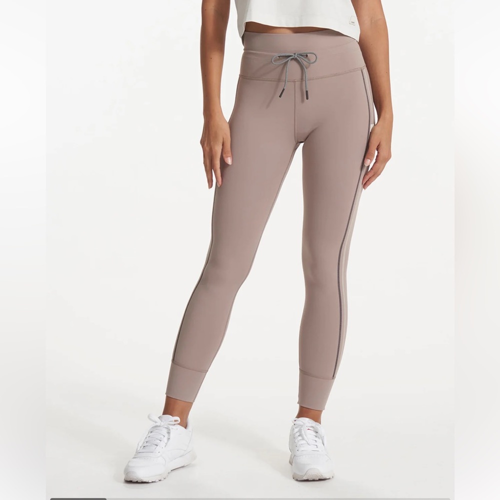 Vuori Daily Sport Leggings, Taupe with racing stripe, Small